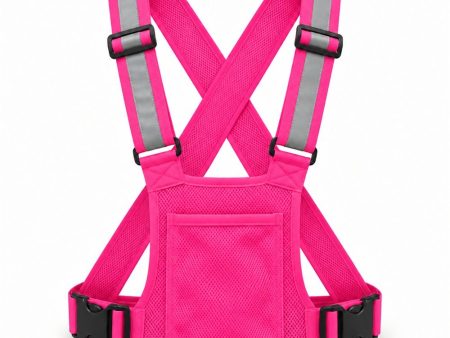 Chaleco Reflectante Ajustable con Bolsillo Rosa