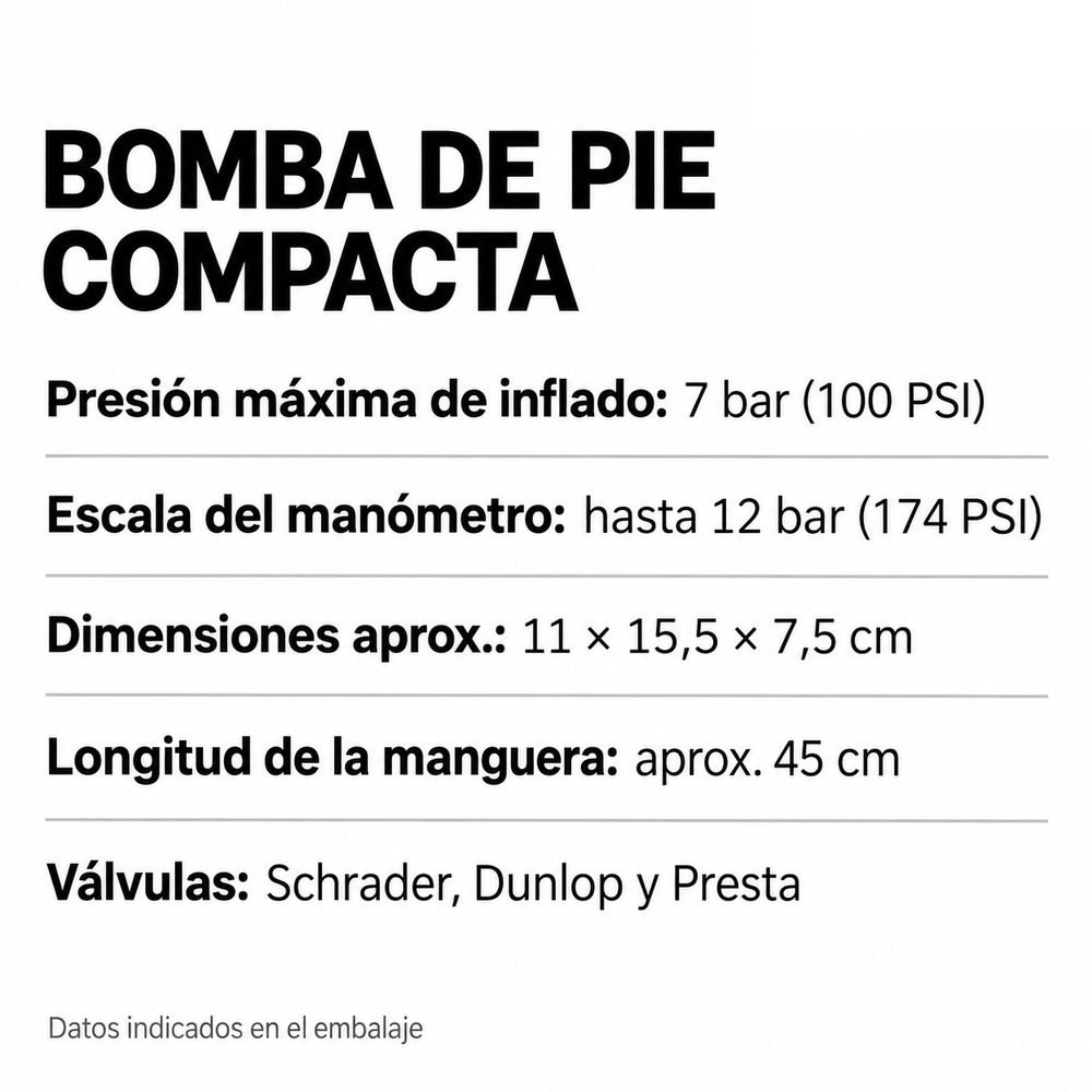Inflador de pie de un cilindro con manómetro (Suniik)